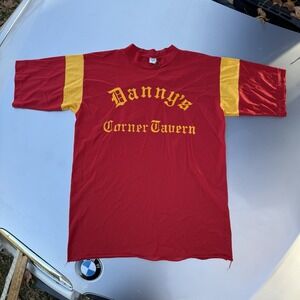 Vtg 70s "Danny's Corner Tavern" Pub Bar Jersey Football ARTEX Nylon Mesh Mens L